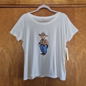 Cyrus White Women's T-Shirt with Bear Design, size L
